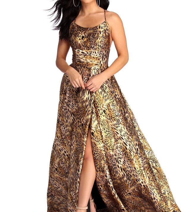 Roseanna Formal High Slit Leopard Dress
