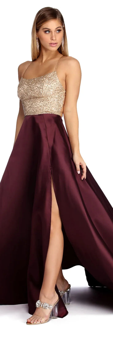 Alice Formal Metallic Satin Dress