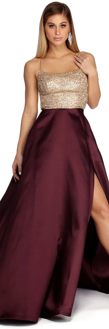 Alice Formal Metallic Satin Dress