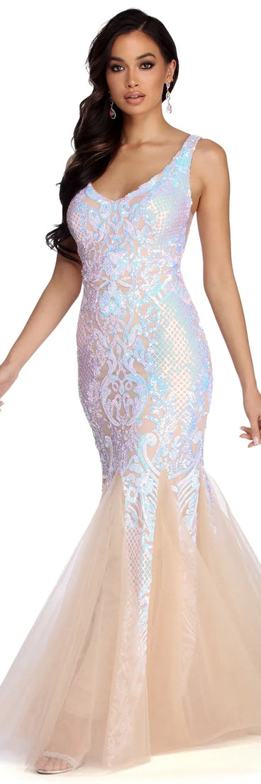 Elsa Formal Iridescent Sequin Dress