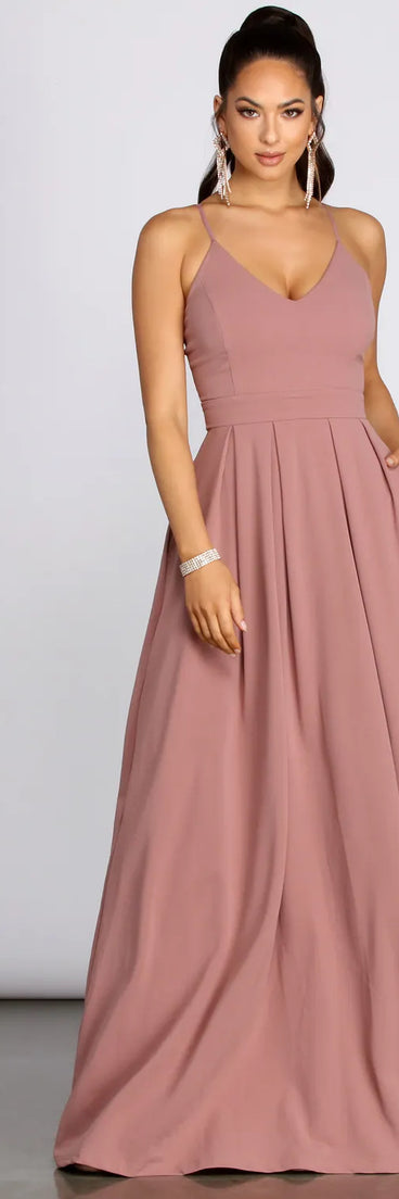 Marlowe Formal Long Pleated Dress