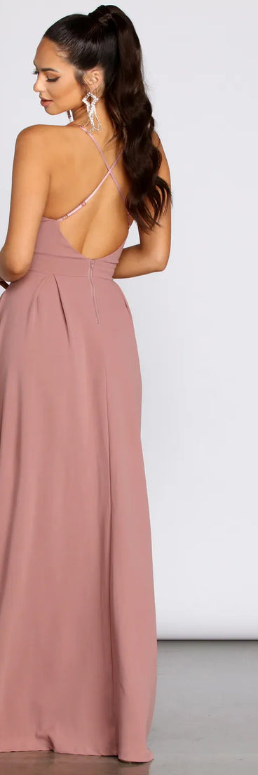 Marlowe Formal Long Pleated Dress
