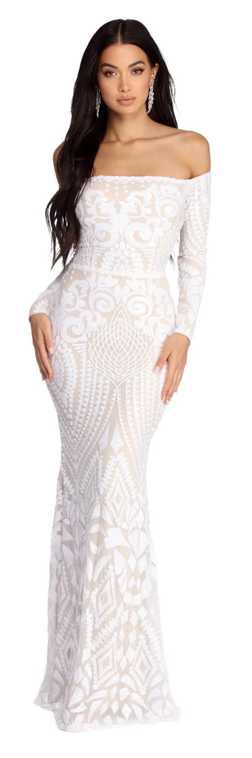 Lizzie Formal Sequin Scroll Dress