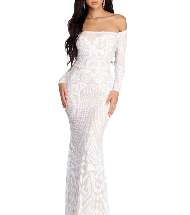 Lizzie Formal Sequin Scroll Dress