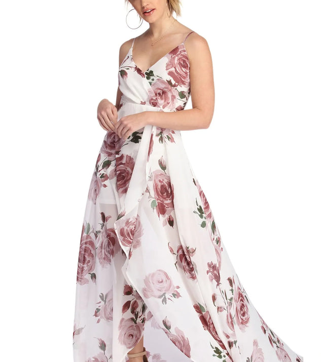 Janine Floral Chiffon High Low Dress