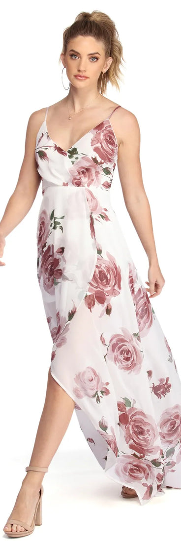 Janine Floral Chiffon High Low Dress