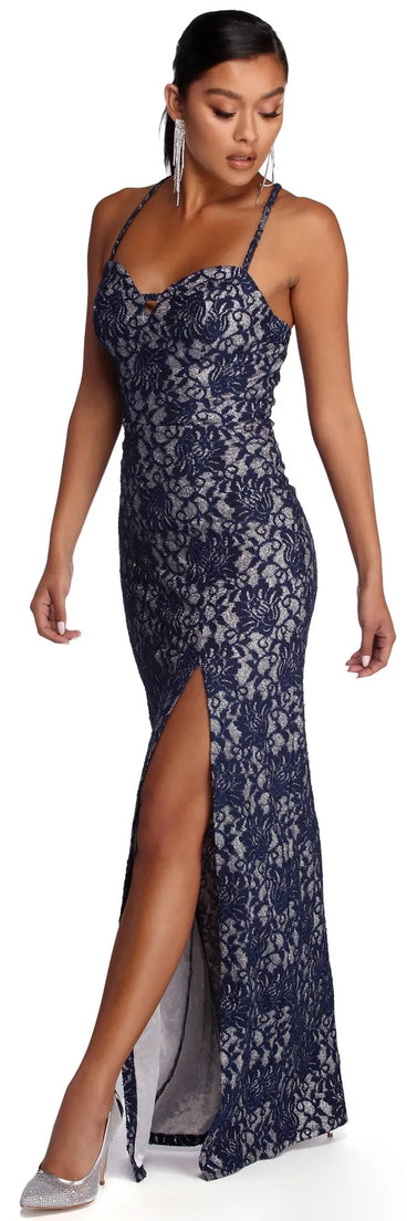 Josephina Formal High Slit Glitter Dress