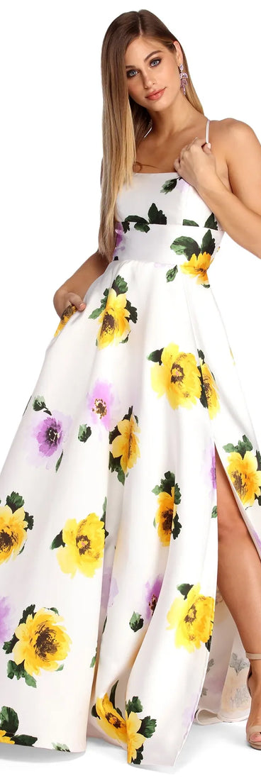 Amber Formal Floral Wrap Dress