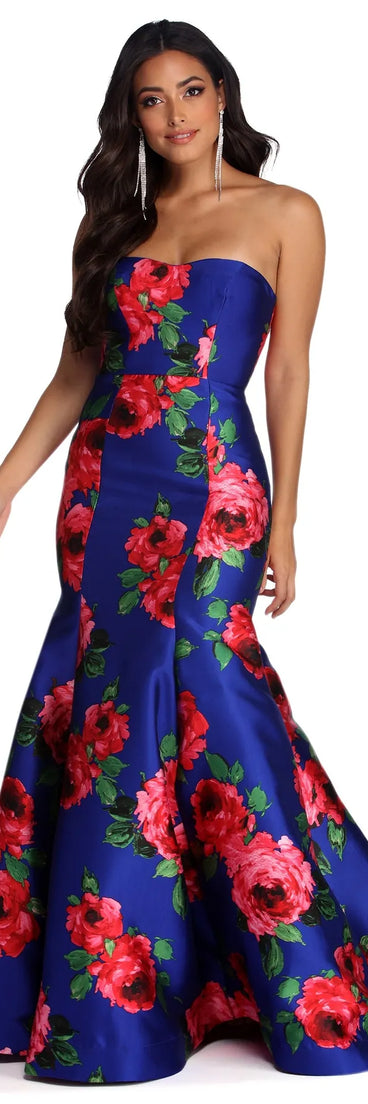 Thea Formal Floral Satin Dress
