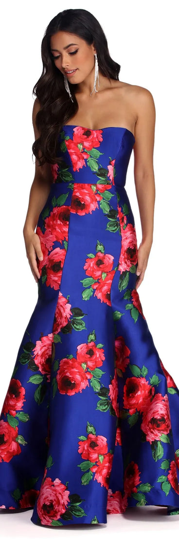 Thea Formal Floral Satin Dress