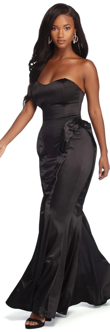 Desiree Satin Sweetheart Ruffle Dress