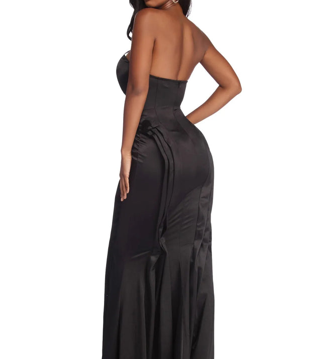 Desiree Satin Sweetheart Ruffle Dress