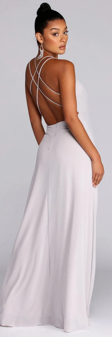 Hannah Formal Pleated Chiffon Dress