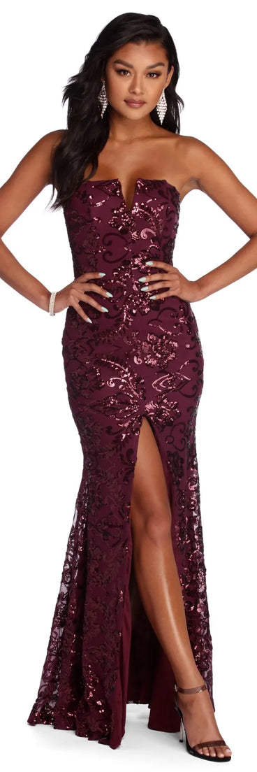 Paulina Formal High Slit Sequin Dress