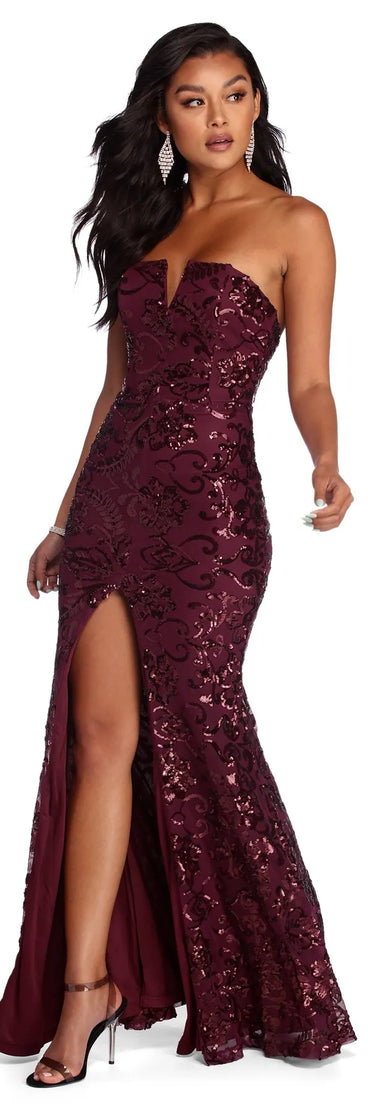 Paulina Formal High Slit Sequin Dress