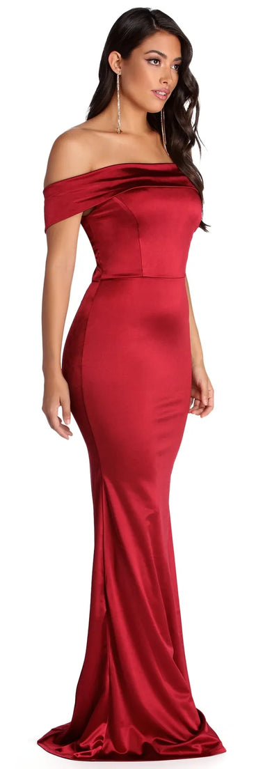 Elena Ruched Satin Gown