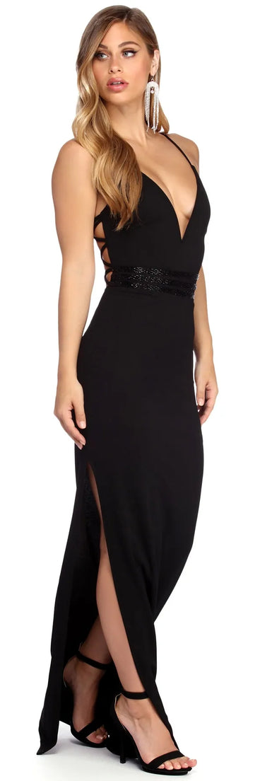 Kynlee Formal High Slit Beaded Dress