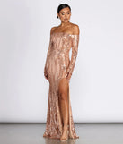 Becca Formal High Slit Sequin Dress
