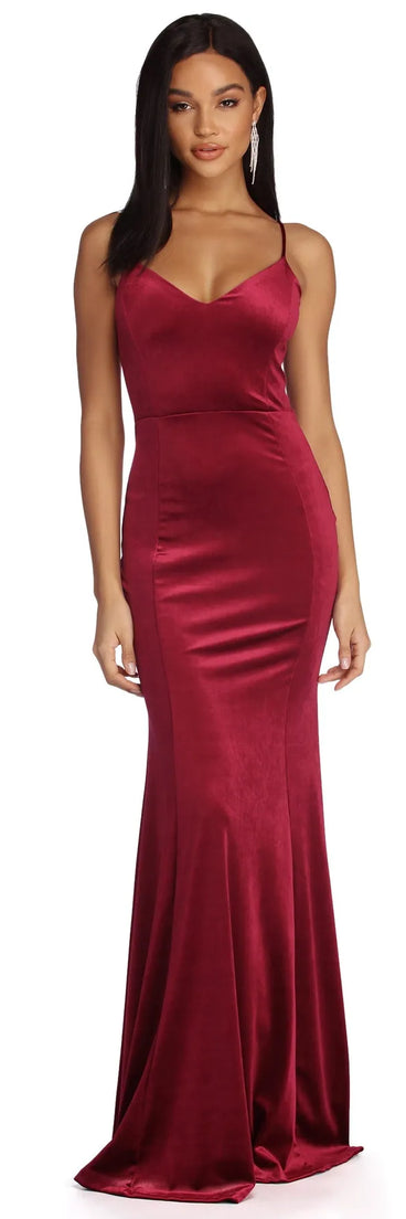Viviana Formal Velvet Open Back Dress