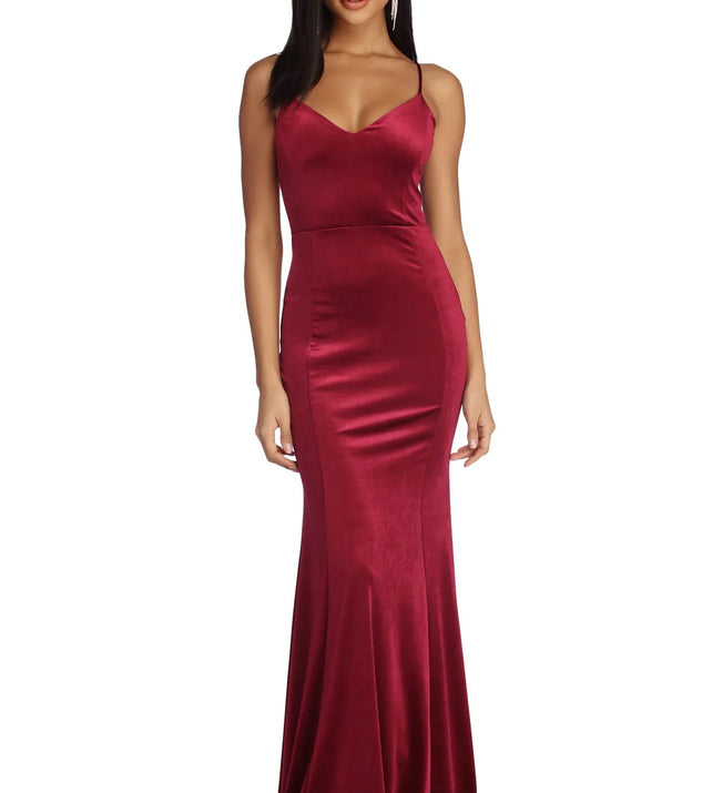 Viviana Formal Velvet Open Back Dress