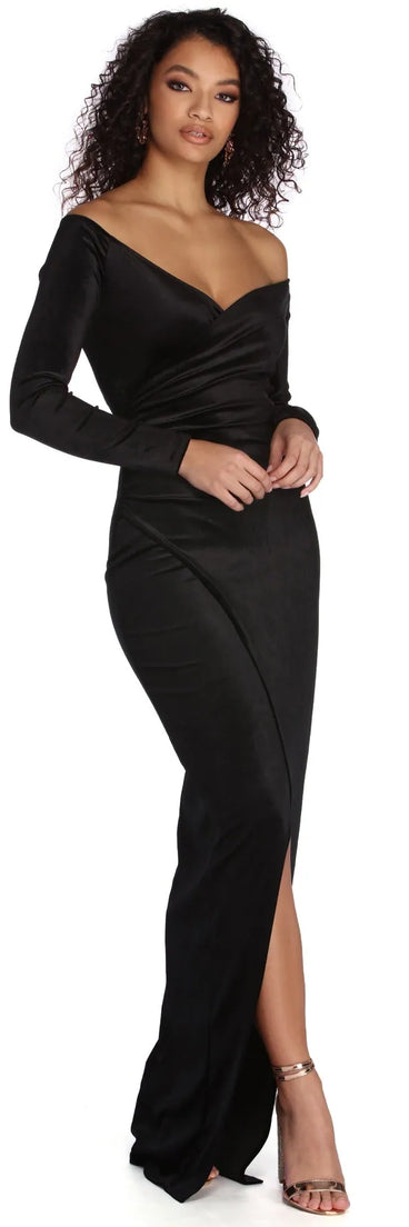 Mariana Formal Velvet High Slit Dress