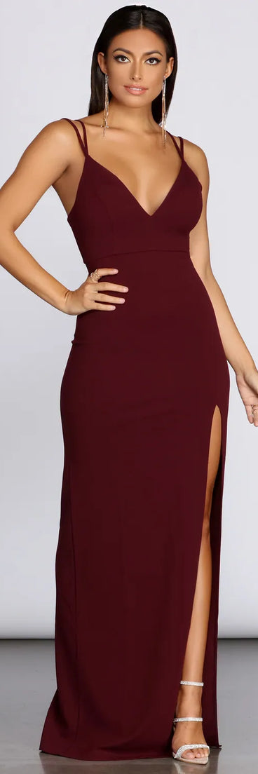 Bailey Strappy Formal Crepe Dress