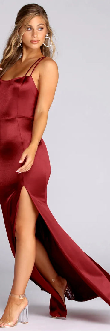 Bryn Satin Lace Up Formal Dress