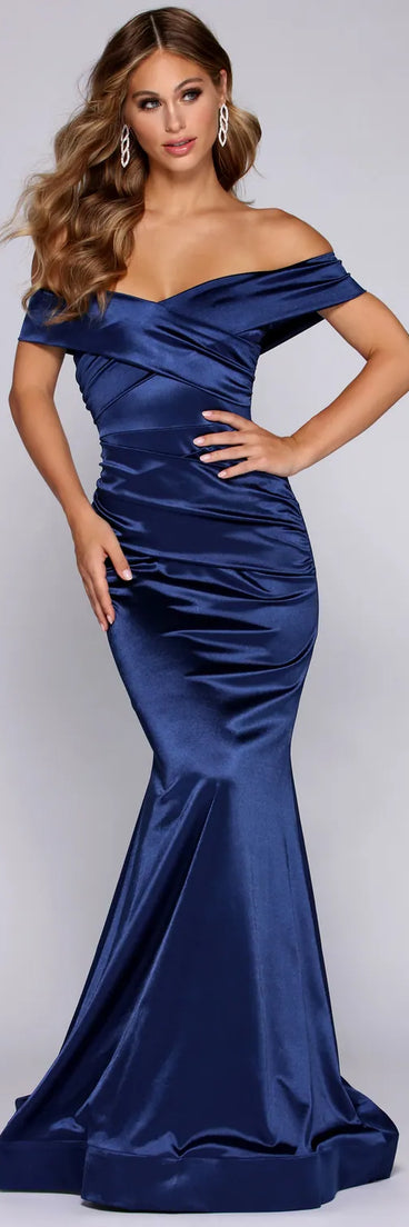 Nathalie Ruched Satin Dress