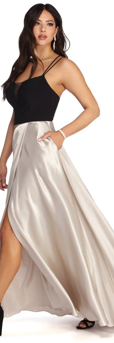 Celine Formal Wrap Satin Dress