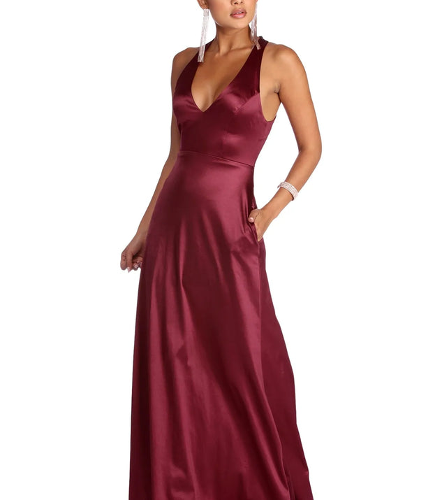 Jacqueline Formal Open Back Satin Dress