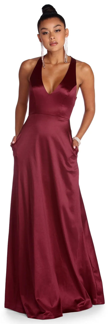 Jacqueline Formal Open Back Satin Dress