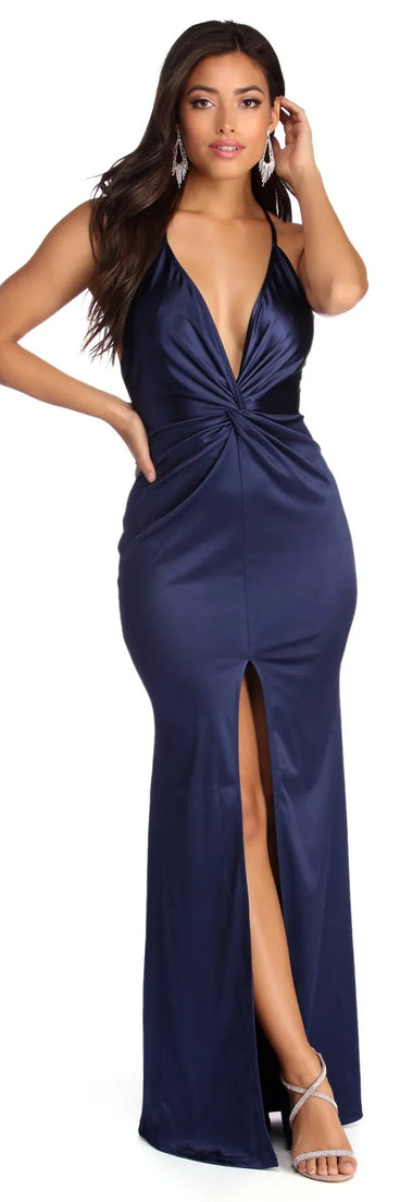 Ashley Formal Satin Knot Dress