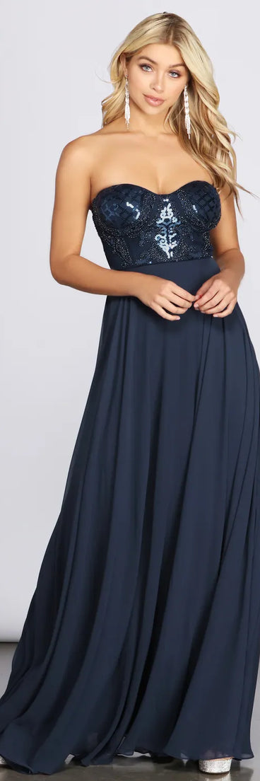 Anita Beaded Tulle A-Line Dress