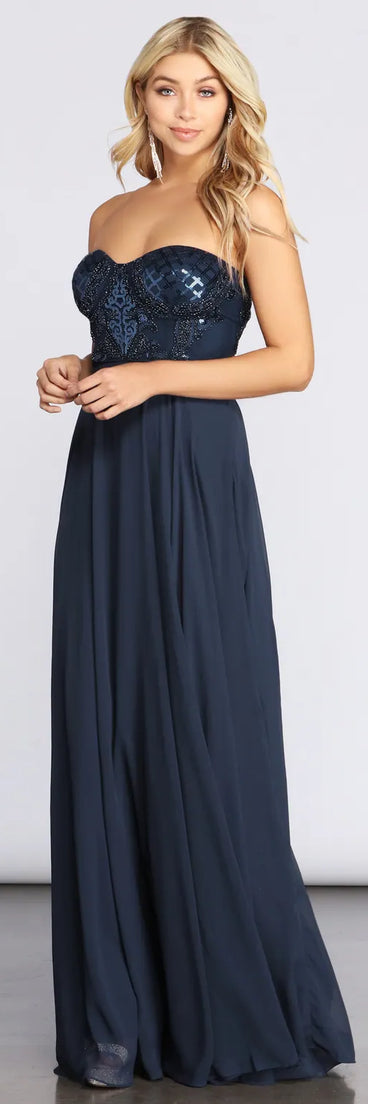 Anita Beaded Tulle A-Line Dress