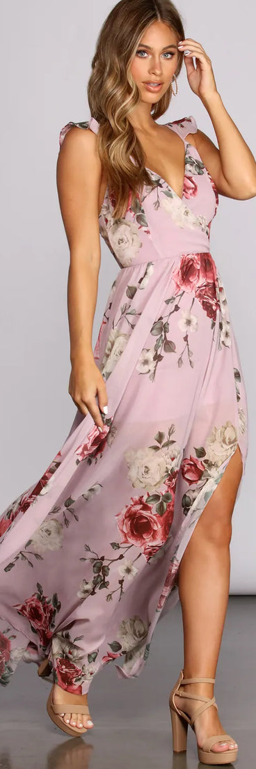 Cassandra Floral Chiffon Gown
