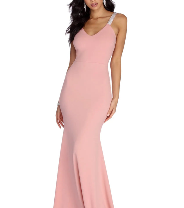 Rose Formal Rhinestone Mermaid Dress