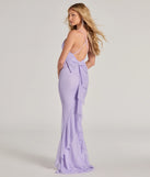 Step into Prom 2025 in a lavender prom dress, where unique Windsor accents and the standout Linda Formal Glitter Ruffled Dress style come together.