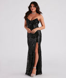 Make a bold statement in the Chandler Strapless Lace-Up Sequin Formal Dress in black, the perfect spring dress for weddings, cocktail hours, nights out, and/or seasonal celebrations.