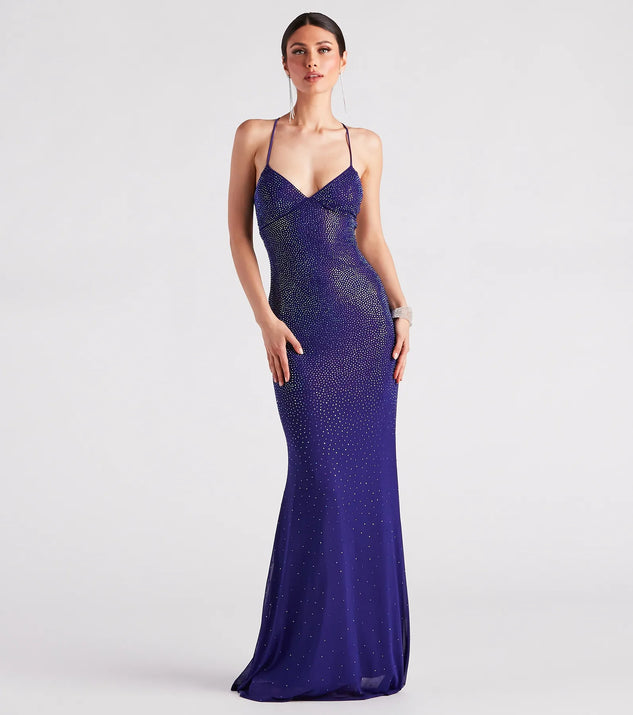 Blair Lace-Up A-Line Rhinestone Formal Dress | Windsor Blair Lace-Up A-Line Rhinestone Formal Dress | Windsor
