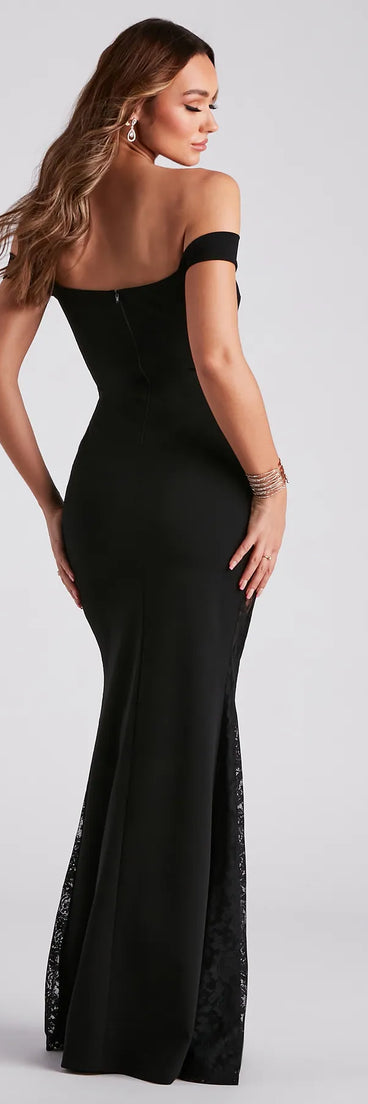 Jaelene Formal Lace Trim Long Dress