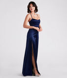 Sutton High Slit Satin Formal Dress