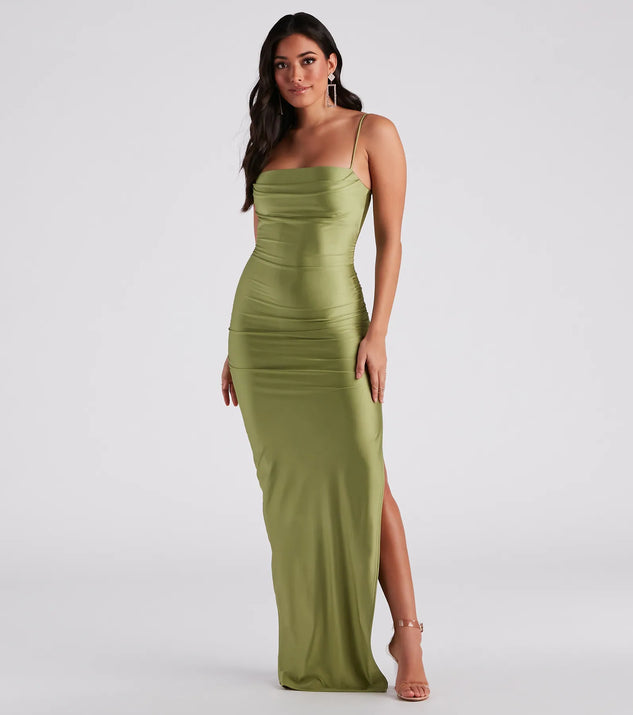 Ella Cowl Neck Satin Dress | Windsor