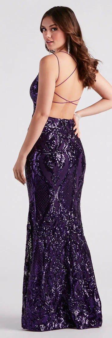 Tabetha Formal Sequin Strappy Mermaid Dress
