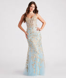 Asypn Sequin Embroidered Mesh Mermaid Dress