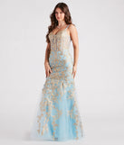Asypn Sequin Embroidered Mesh Mermaid Dress