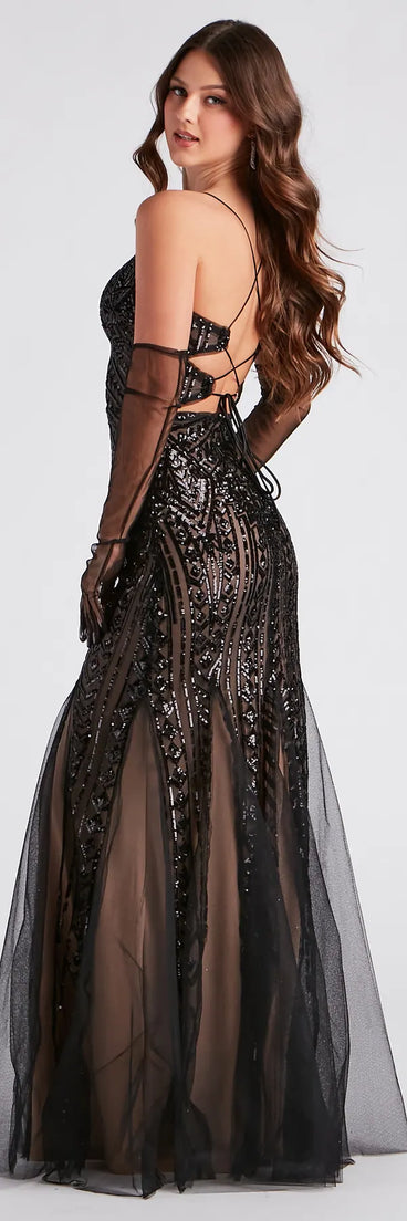 Juliana Formal Sequin Mesh Mermaid Dress