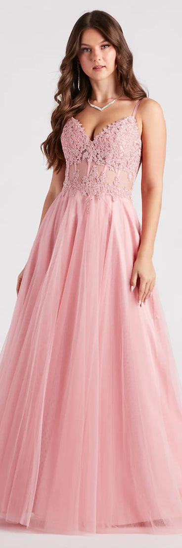 The Jaci Rhinestone Embroidered Mesh Formal Dress is an elegant pink formal dress in a rich seasonal color and with unique design accents that make dressing up for winter parties, holiday balls, or festive gatherings effortless!
