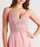 The Jaci Rhinestone Embroidered Mesh Formal Dress is an elegant pink formal dress in a rich seasonal color and with unique design accents that make dressing up for winter parties, holiday balls, or festive gatherings effortless!