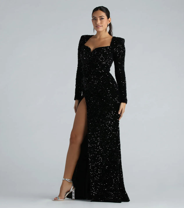 Bridesmaid Dress Long Sleeve V Neck Formal Dress Plus Size Sequin Dress  Amazon Black Gown Dress
