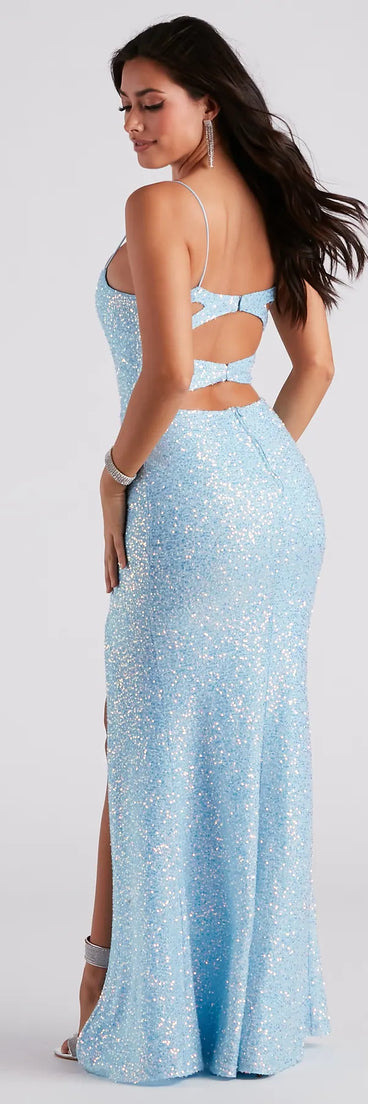 Jackie Formal Sequin Open Back Dress